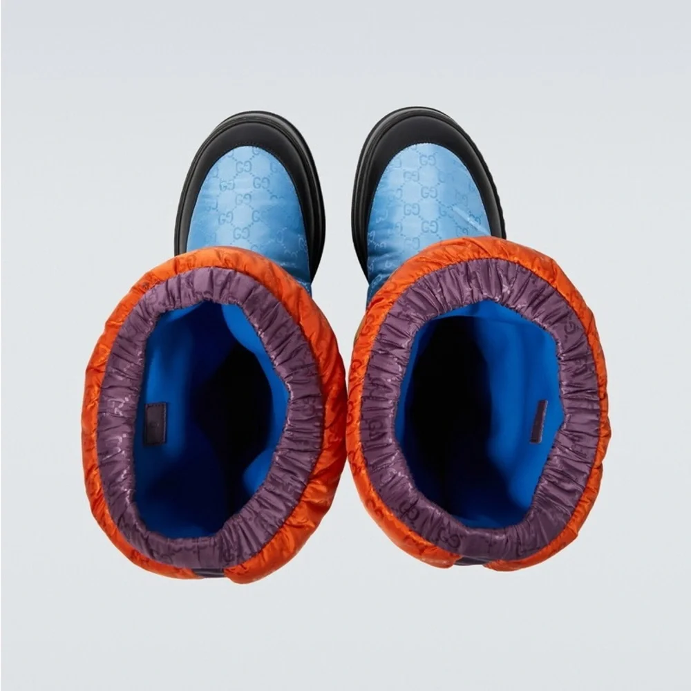 Authentic GUCCI multicolor quilted waterproof winter snow boots